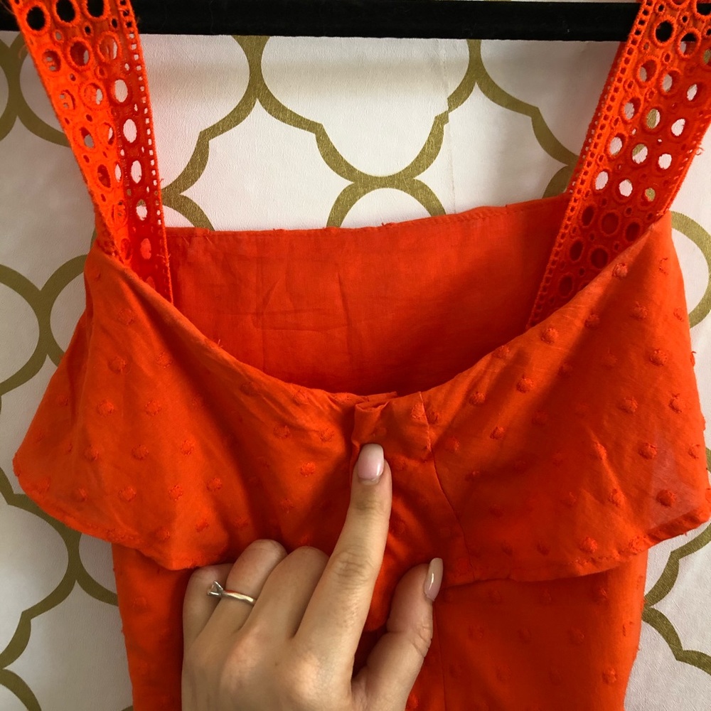 J. Crew Orange Eyelet Linen Midi Summer Dress - Picture 13 of 13